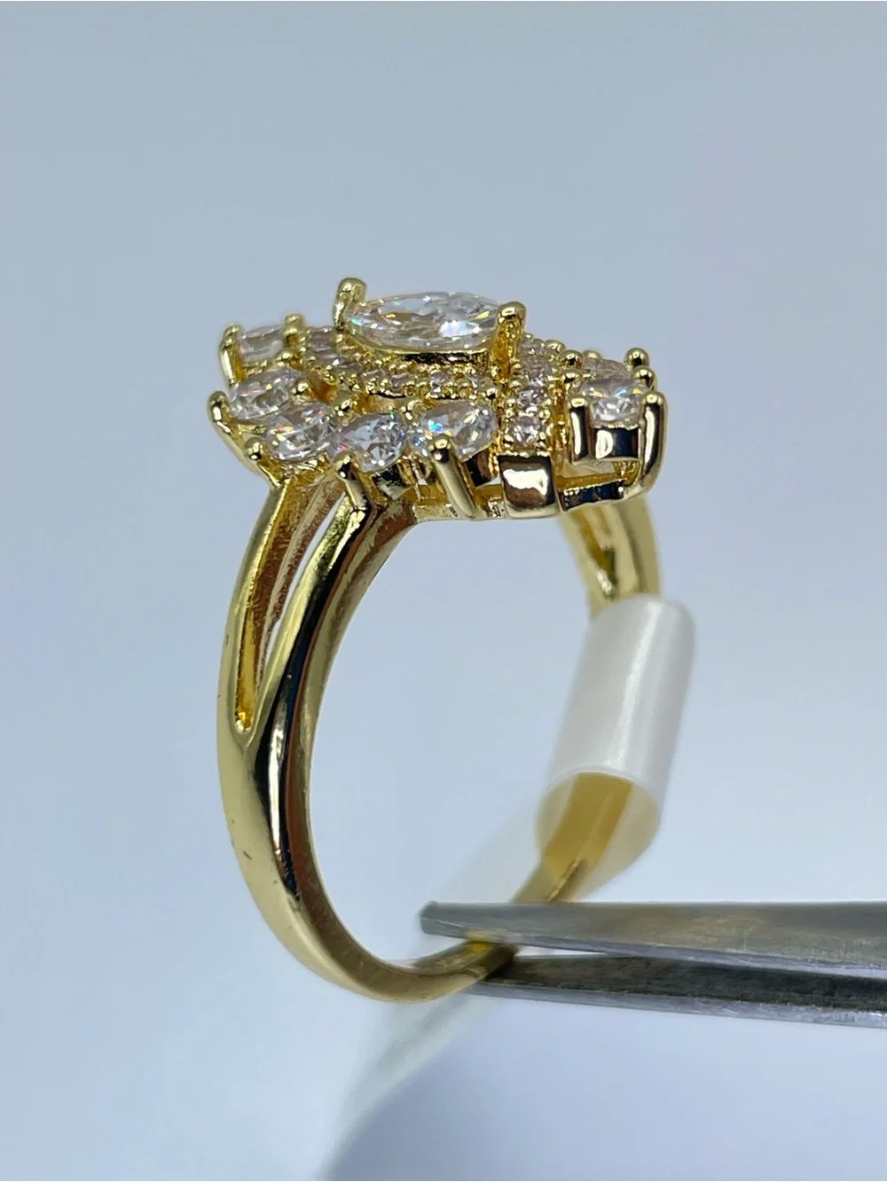 Swarovski Crystal Elements White Crystal Art Deco Ring Vintage Look Sz 7